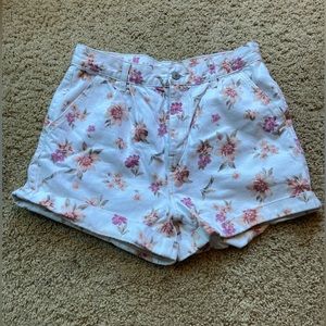 Floral denim shorts
